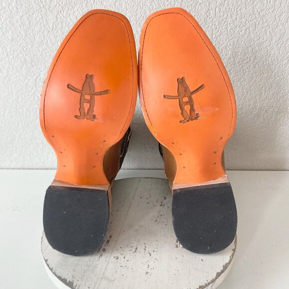 Lane RODEO HOUSTON Mens Cowboy Boots Size 13B Brown Leather Western Blunt Toe - Picture 8 of 11